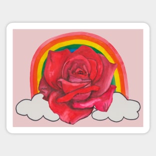 Red rose in rainbow Magnet